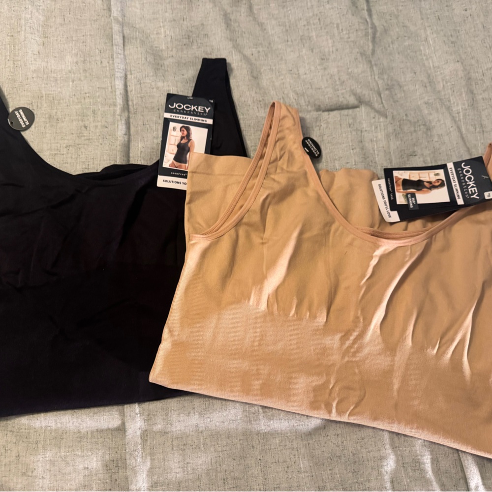 2 Jockey Women's Beige / Black 360 Slimming Tank Top XXL Tan Color